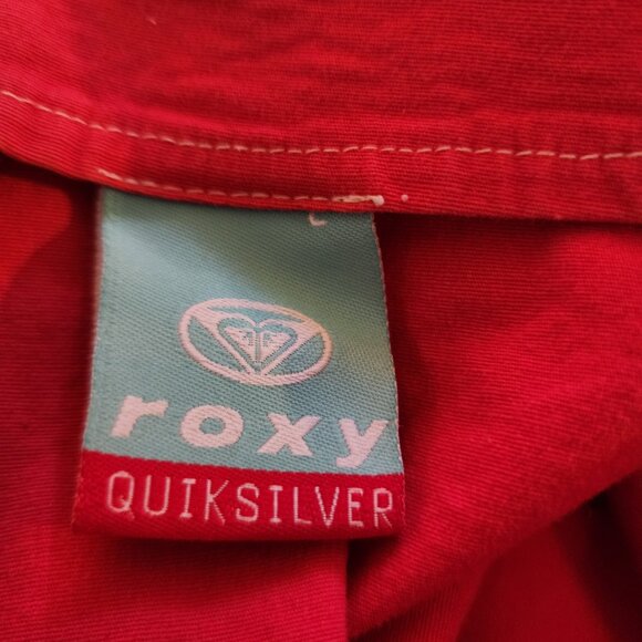 Roxy Red Stretch Cotton Mini Skirt Size 5 – Belted with Pockets & Surf Stripe - Picture 8 of 10